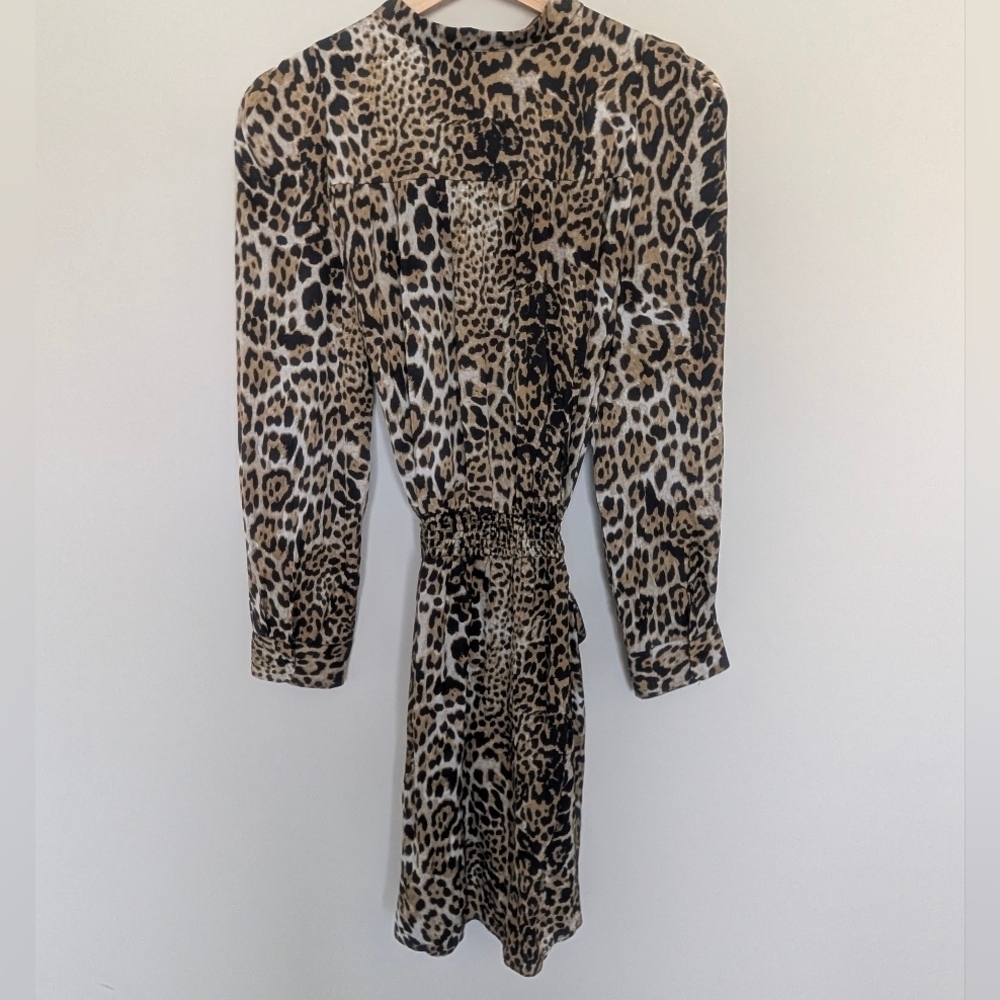 Zadig and Voltaire Sz Medium Retouched Satin Leo Dress Long Sleeve Animal Print - Picture 10 of 15